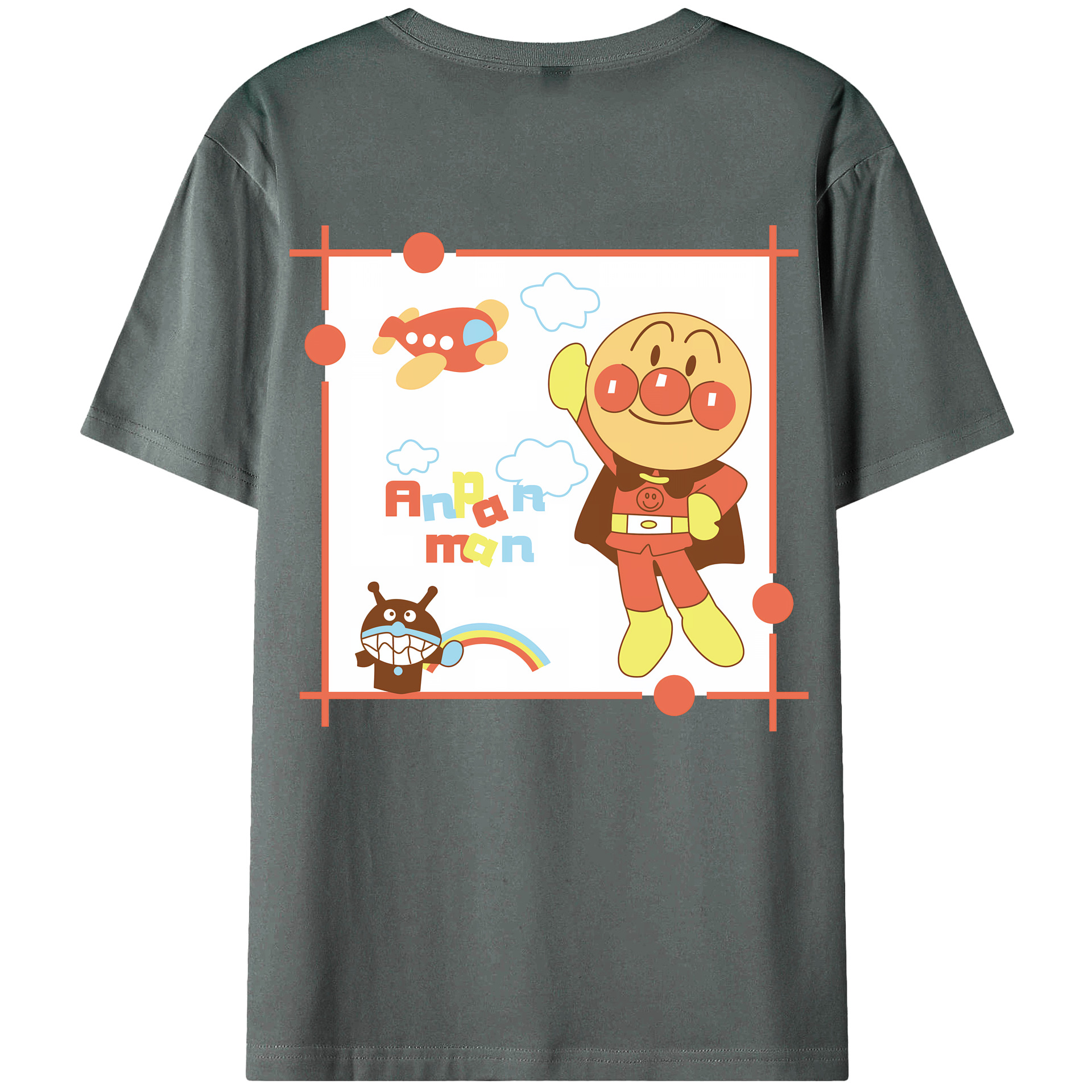 （画像用） アンパンマン Anpanman 綿100％ メンズ半袖Tシャツ（バックプリント） 通気性